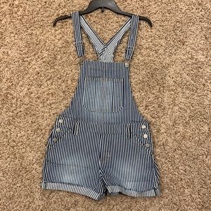 Striped Overall Shorts